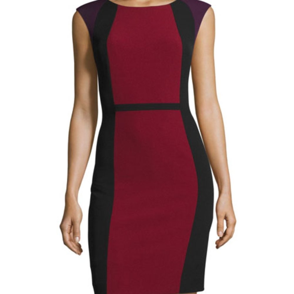 Elie Tahari Sleeveless Colorblock Sheath Dress